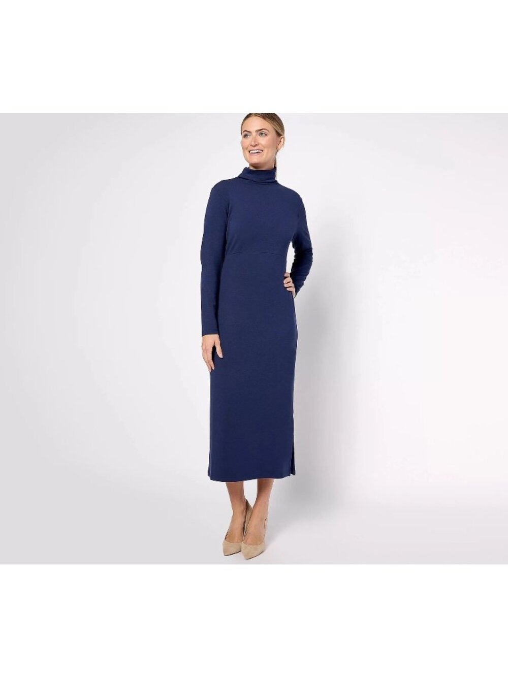 Women with Control Midi Dress Large Petite Finespun Jersey Tummy Control NEW - Picture 1 of 10